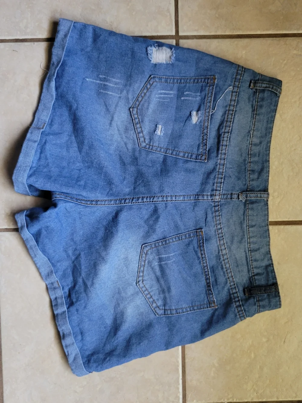 Distressed Blue Denim Women’s Shorts